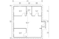 Plano arquitectónico detallado de una oficina de Grupo Tene con dimensiones y distribución de espacios.