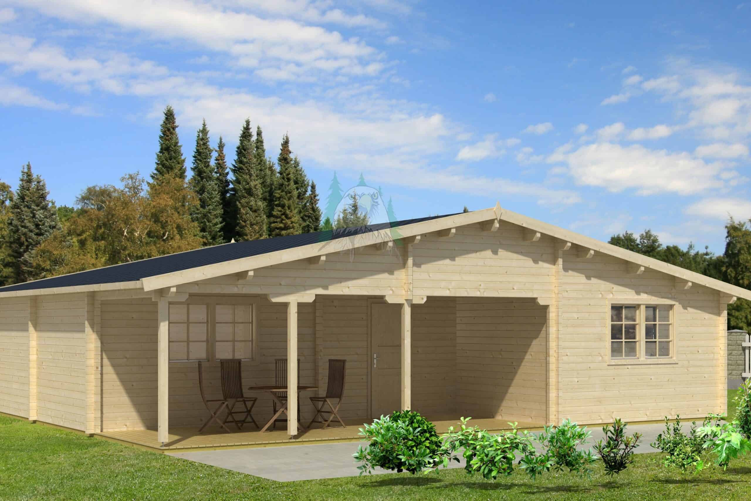 Casa de madera de 85,8 m² de Grupo Tene Casa de madera moderna de 85,8 m² de Grupo Tene, con diseño funcional y estructura de madera, ideal para viviendas sostenibles y ecológicas.