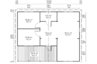 Plano arquitectónico de una propiedad de Grupo Tene mostrando distribución y dimensiones de habitaciones.