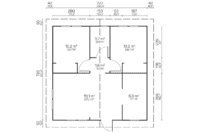 Plano arquitectónico de una vivienda de Grupo Tene mostrando distribución de habitaciones y dimensiones.