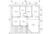 Plano arquitectónico de una oficina moderna de Grupo Tene con varias habitaciones y áreas de trabajo.